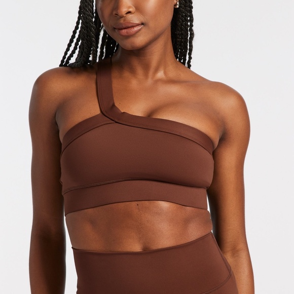 NWT IVL collective One Shoulder sports Bra downtown brown athleisure lifting gym - Picture 3 of 8